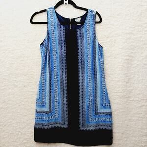 Dress Shift 2 Blue Geometric Soft Girl Boho Resort Summer Core Y2K Office Casual
